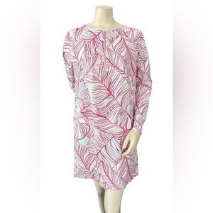 Stella Parker Collection Leaf Print Zip-Front Dress Long Sleeve Size M